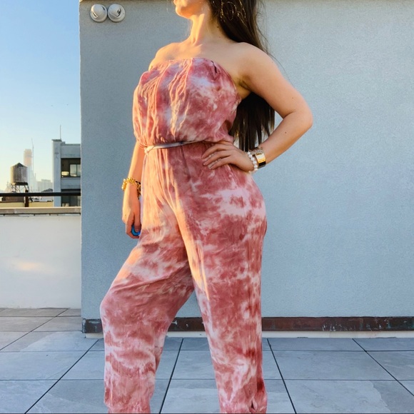 Free People Marble Camo Tye-Dye Strapless Jumpsuit - Picture 13 of 16